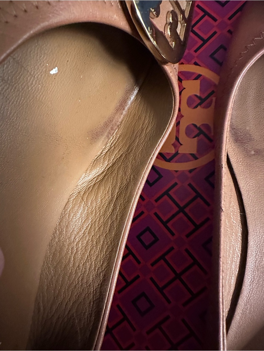 Tory Burch Chestnut / Praline Leather Ballet Flats with Gold Logo Medallion - Picture 7 of 14